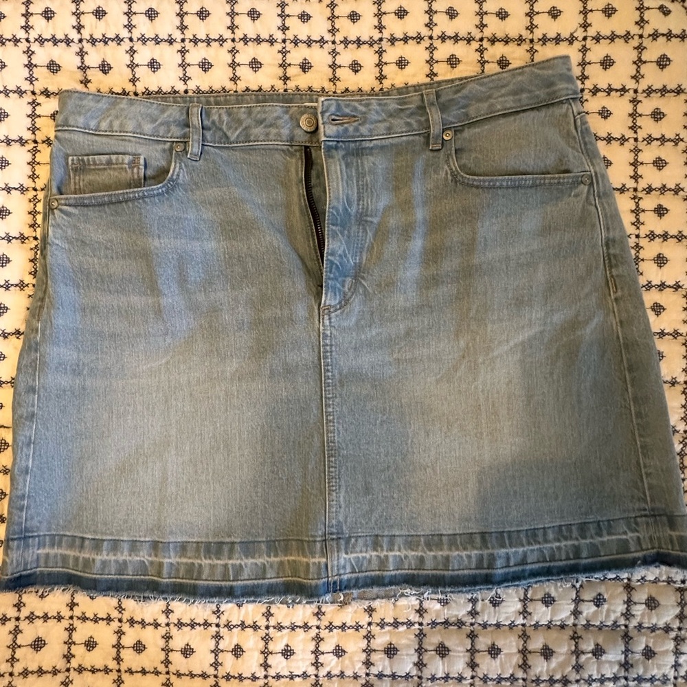 LOFT Denim Mini Skirt in Light Blue